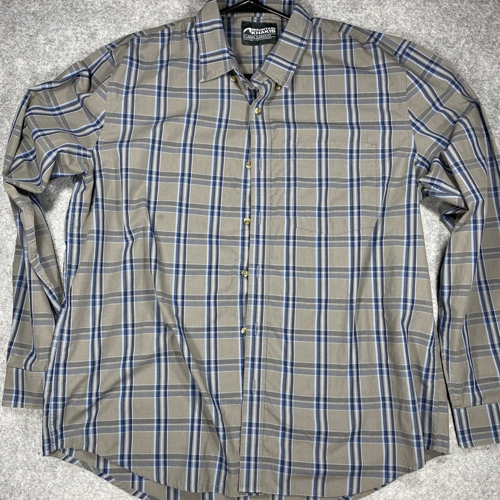 Mountain Khakis Mens XL Blue Gray Plaid Flannel Button Up Sutton LS Shirt